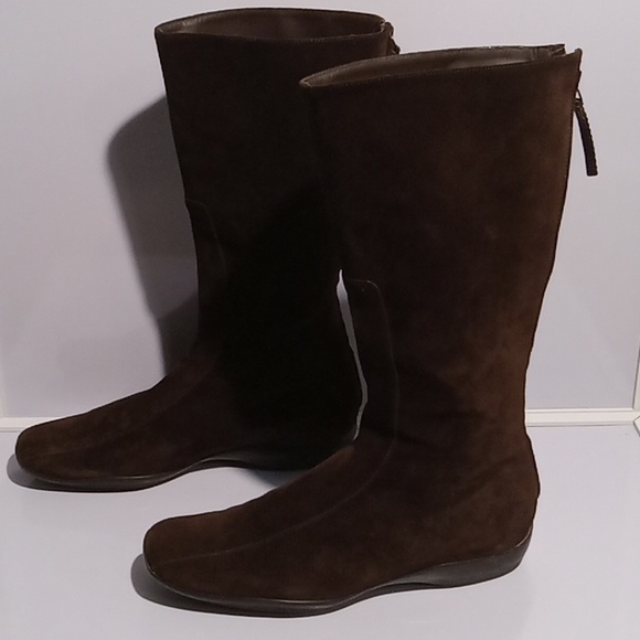 Prada Brown Suede Leather Designer Riding Boots Size 39 US 8.5 to 9 - Picture 1 of 9